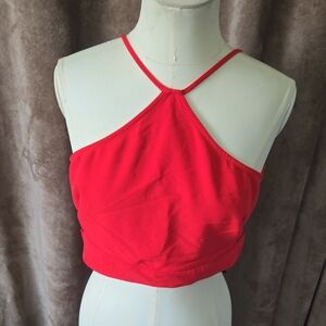 Leith Red Backless Crop Tank Top‎